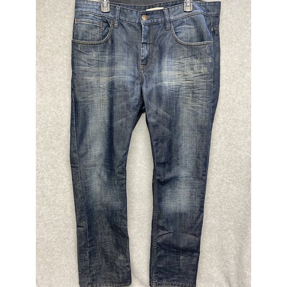 Lindbergh Modern Heritage Jeans Mens Distressed Dark Denim Straight Leg Sz 38x32